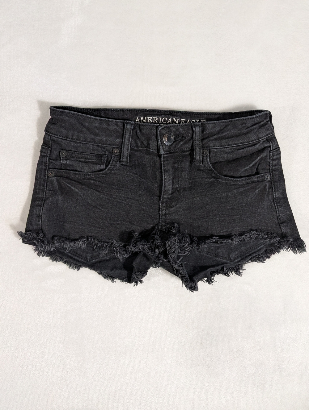 ❤️ 2017 American Eagle Super Low Shortie Distressed AEO Denim Shorts Size 2